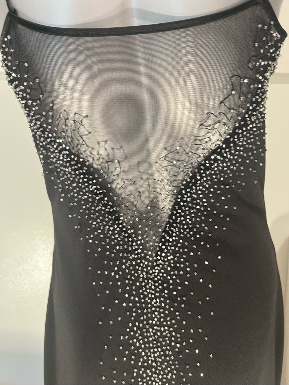 Dave & Johnny Black Backless Evening Dress with Crystal Embellishments